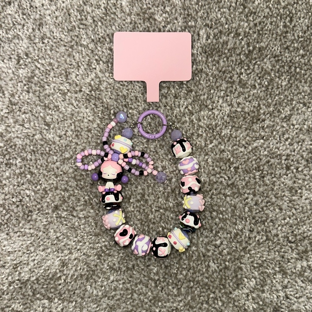 Skull panda pop bean DIY phone strap/ key ring